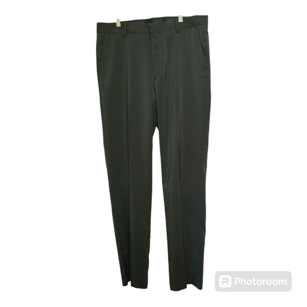 BERLE MENS DRESS PANTS 36R SLATE‎ GRAY BLACK CHECKED